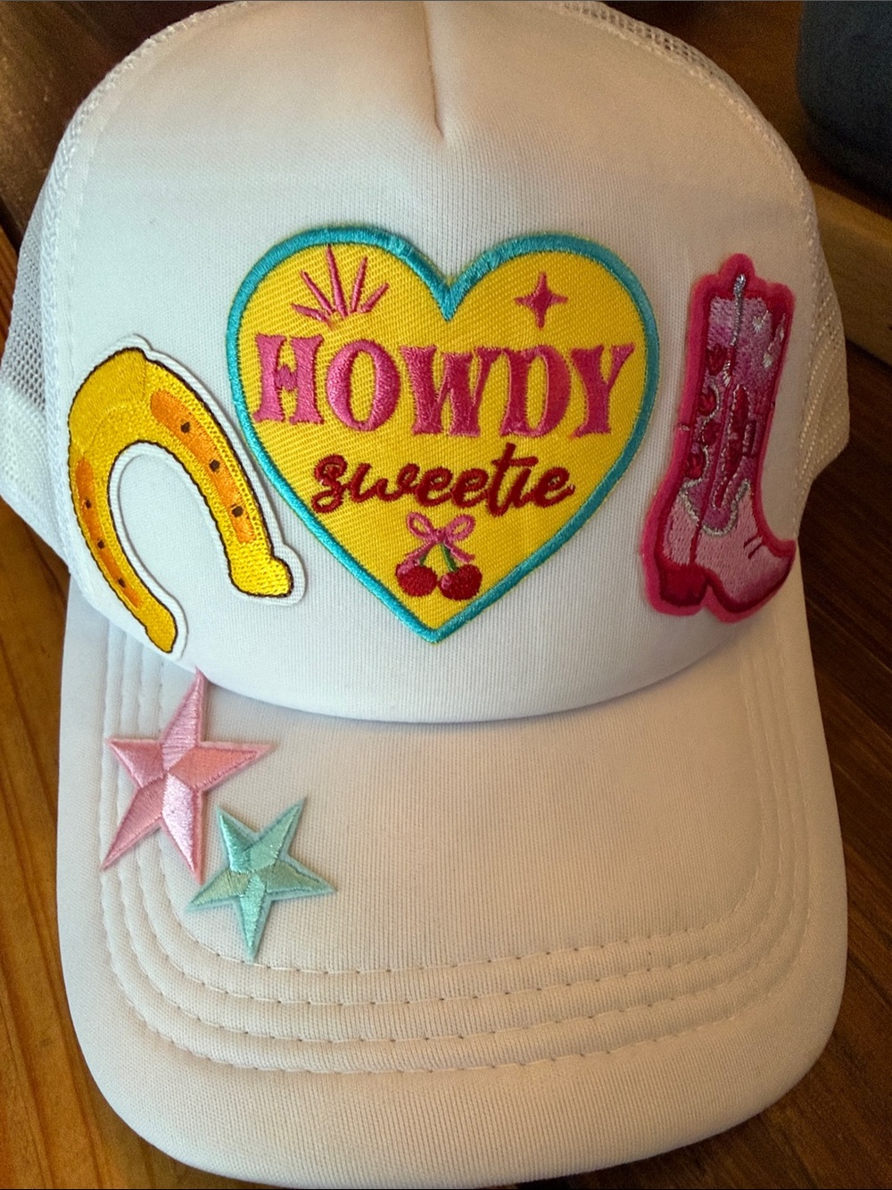 Howdy Sweetie White western Patch Trucker Hat